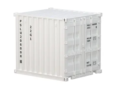 8ft Shipping Container White 3D model