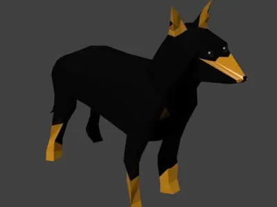 Low poly dog doberman Low-poly 3D model