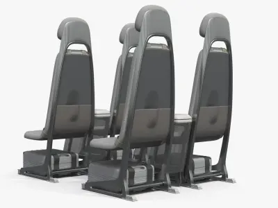 Modular Aircraft Seats with Minimal Frame Grey 3D model