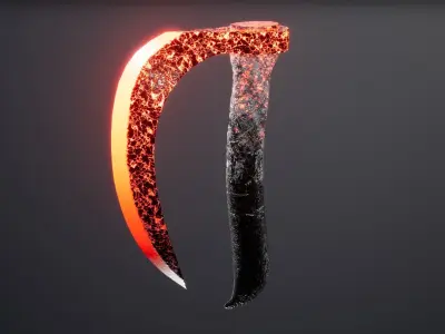 Molten Axe weapon Low-poly 3D model