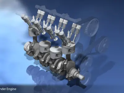Engine Inline Four-Cylinder 3D model