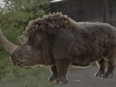 shaggy rhinoceros Low-poly 3D model