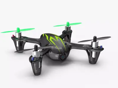 Hubsan X4 H107C BlackGreen Low-poly 3D model
