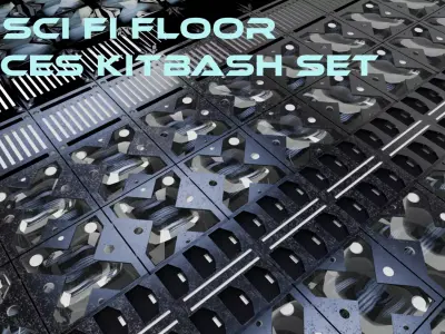 20 Piece Sci Fi Floor Kitbash Set 3D model