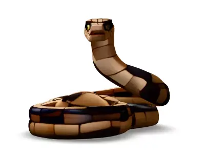 Wooden Segmented Snake Sculpture Low-poly 3D model