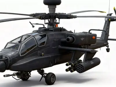AH-64D Apache Longbow Attack Helicopter with Cockpit 3D model