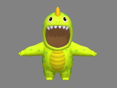 Cartoon dinosaur costume Low-poly 3D model