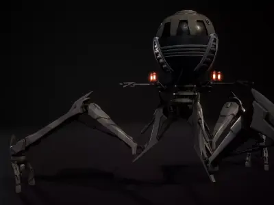 Combat Tri Droid Low-poly 3D model