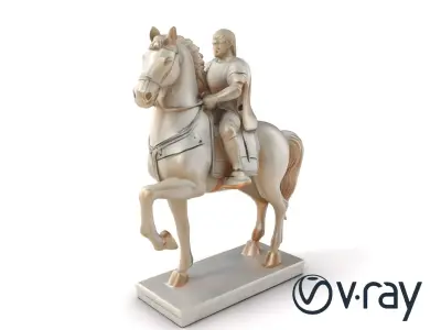 Renaissance Horse and Rider Sculpture model pack Low-poly 3D model