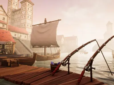 Medieval Port City - Modular Pack Low-poly 3D model