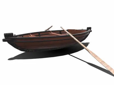 Old Wooden Rowing Boat Low-poly PBR Low-poly 3D model