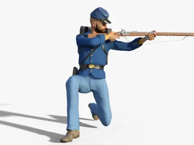 American Civil War Union Officer - Billy Yankee Rigged Low-poly 3D model