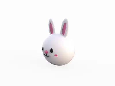Cartoon Rabbit Head  Low-poly 3D model
