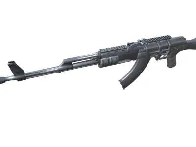 18-AK-107-gun model 3d game ready model Low-poly 3D model Low-poly 3D model