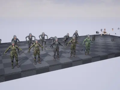 Tactical soldier Female low poly game ready  Low-poly 3D model