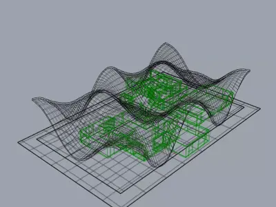 Modern Wave Roof Pavilion Organic Architectural Structure Free 3D model