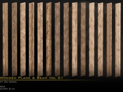 Wooden Plank and Beam Vol 01 Medieval 3D Asset Pack Low-poly 3D model