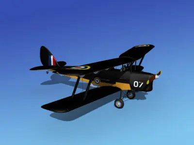 Dehavilland DH82 Tiger Moth V08 3D model