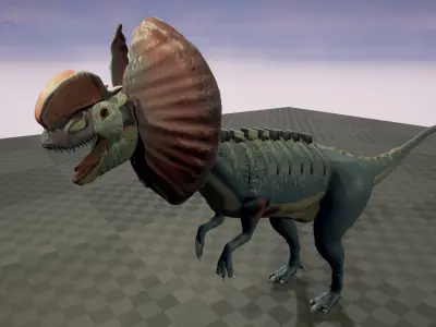 Dilophosaurus 3D model Maya 2016 Zbrush Low-poly 3D model