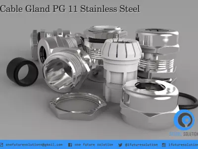 Cable Gland PG 11 Stainless Steel Free 3D model