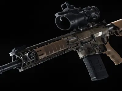 L129A1 Assault Rifle Low-poly 3D model