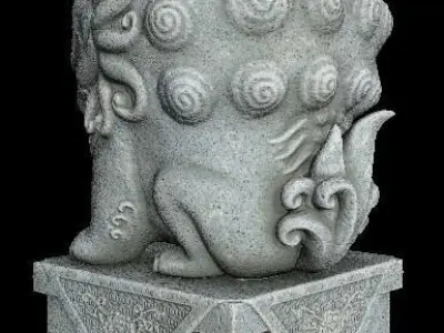 Stylized Chinese Guardian Lion Statue 3D model