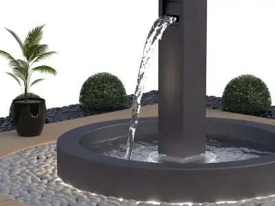 Fountain 05 - Modern Circular Water Fountain with LED Lighting 3D model