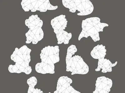 Dinosaur Cartoon Acrylic Charms  - 3D Models - Low-poly  Low-poly 3D model