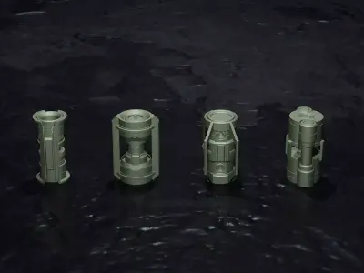 SCI FI - Cylinders Kit - 8 models Free low-poly 3D model