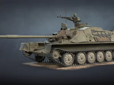 ASU-85 Self-Propelled Gun Low-poly 3D model