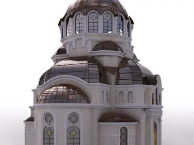 Church with golden dome 3D model