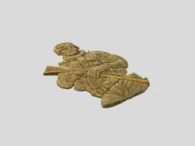 Warrior in combat gear and with an AK-47 assault rifle 3D print model