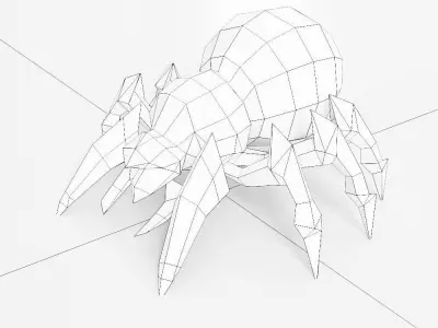 Spider 3d model polygonal with eyes Low-poly 3D model