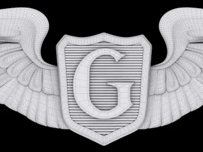 USAAF Glider Pilot Wings Badge 3D model