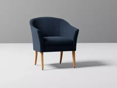  Barrel Shaped Accent Chair Blue Free 3D model