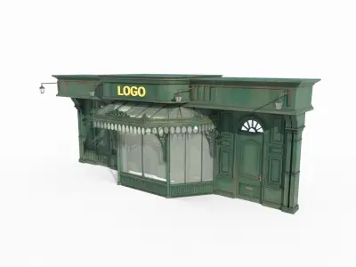 Ancient architecture town shop storefront 3D model