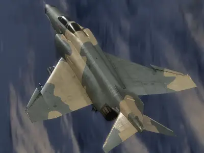 F4 Phantom 2 -Forest Texture-Fully Rigged-Changeble Decal -Texts Low-poly 3D model