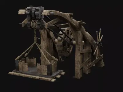 Medieval Crane Lift Low-poly 3D model