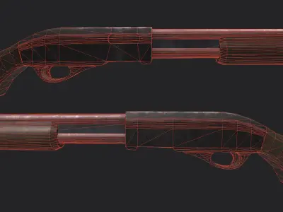 Sawed-off shotgun Free low-poly 3D model