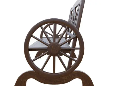 Rustic Wooden Bench Low-poly 3D model