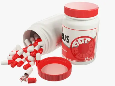 Plastic Jar with Pills V2 Anti Virus 3D model