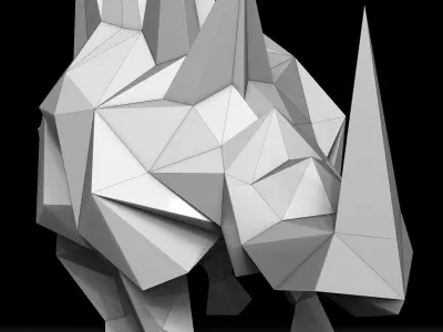 Spiked Rhino Low-poly 3D model