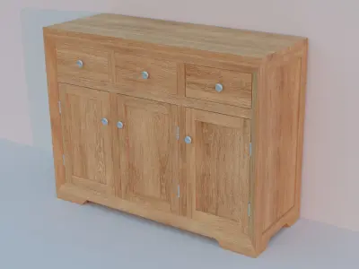 Oak Wood Sideboard Cupboard Free 3D model