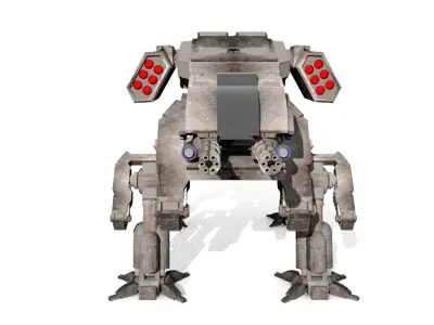 military robot guard unit lowpoly 3D model