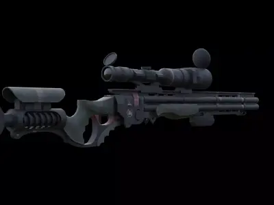 Soviet Cyberpunk Tactical Railgun Sniper 3D Model Low-poly 3D model