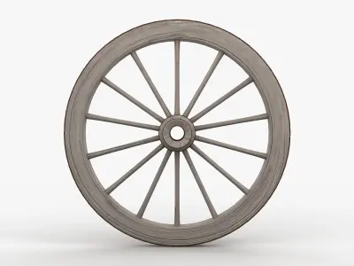 Old Wagon Wheel Low-poly 3D model