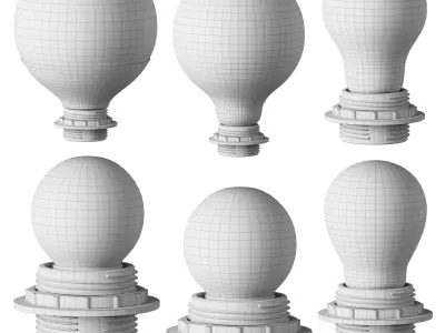 Bulb Set Led Halogen E27 3D model