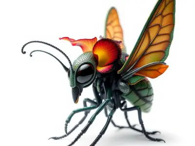 Fantasy Insect Model Pack with Detailed Wings and Antennae Low-poly 3D model