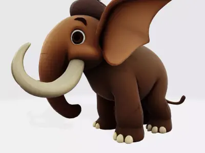 Mini Mammoth  Cute Cartoon 3D Model for Animation  Print  3D model