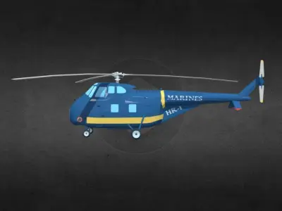 HRS-1 helicopter Low-poly 3D model